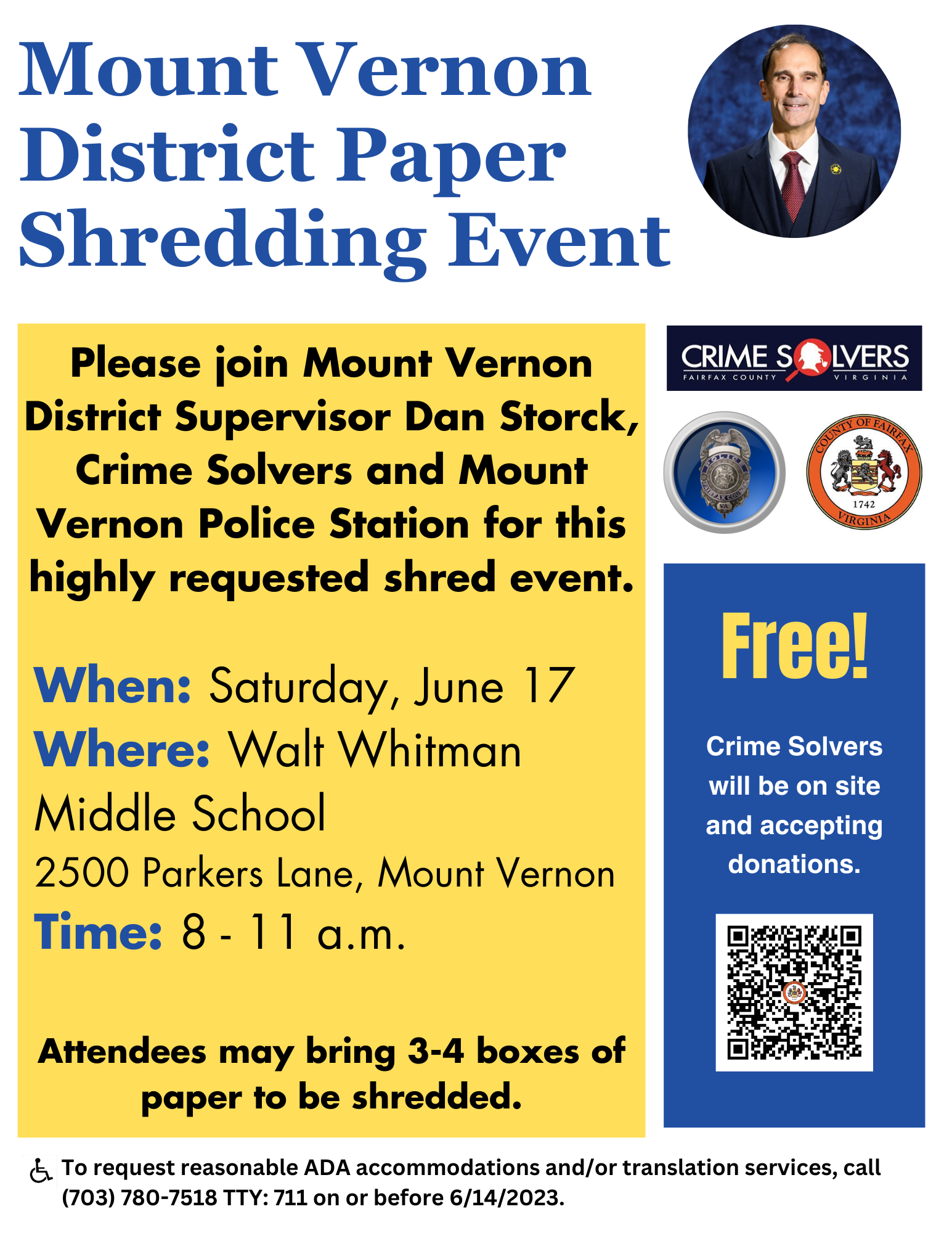 Mount Vernon District Paper Shredding Event Board of Supervisors